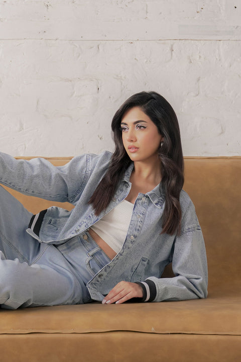 Ribbed Denim Jacket Beyond East Official