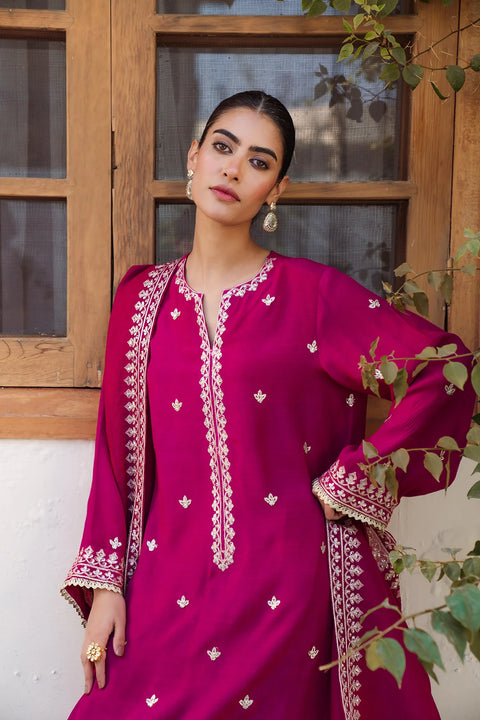 3 Piece Linen Embroidered Suit